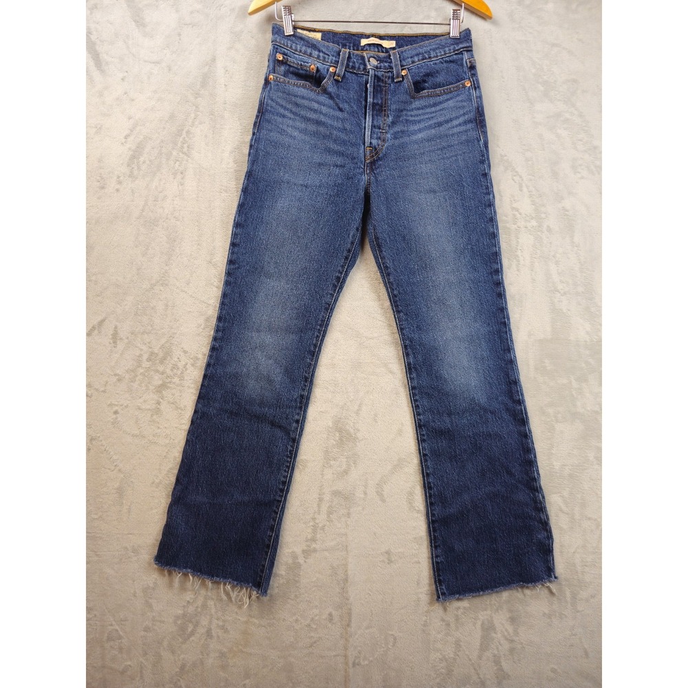 Levis Jeans Womens 27 Wedgie Bootcut Button Fly Raw Hem Denim Stretch High Rise